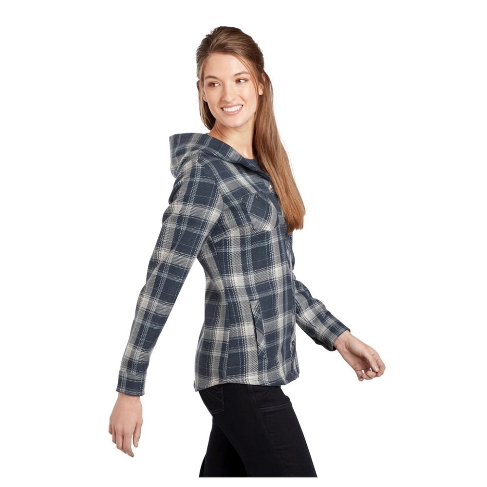 Kuhl Kleo hoodie‎ Shacket blue plaid women’s size small - Picture 4 of 11